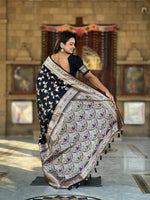 Thumbnail for Vedant Vastram Soft Litchi Silk Banarasi Silk Jacquard Saree - Black - Dista