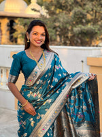 Thumbnail for Vedant Vastram Soft Litchi Silk Banarasi Silk Jacquard Saree - Morpich - Dista