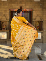 Thumbnail for Vedant Vastram Soft Litchi Silk Banarasi Silk Jacquard Saree - Yellow - Dista