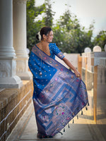 Thumbnail for Vedant Vastram Soft Litchi Silk Banarasi Silk Jacquard Saree - Skyblue - Dista