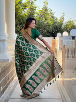Thumbnail for Vedant Vastram Soft Litchi Silk Banarasi Silk Jacquard Saree - Green - Dista