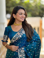 Thumbnail for Vedant Vastram Soft Litchi Silk Banarasi Silk Jacquard Saree - Morpich - Dista