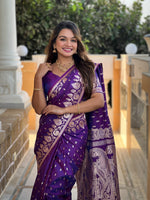 Thumbnail for Vedant Vastram Soft Litchi Silk Banarasi Silk Jacquard Saree - Violet