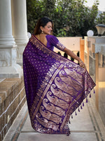 Thumbnail for Vedant Vastram Soft Litchi Silk Banarasi Silk Jacquard Saree - Violet