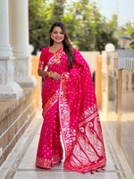 Thumbnail for Vedant Vastram Soft Litchi Silk Banarasi Silk Jacquard Saree - Pink - Dista