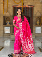 Thumbnail for Vedant Vastram Soft Litchi Silk Banarasi Silk Jacquard Saree - Pink - Dista