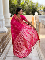 Thumbnail for Vedant Vastram Soft Litchi Silk Banarasi Silk Jacquard Saree - Pink - Dista