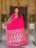 Thumbnail for Vedant Vastram Soft Litchi Silk Banarasi Silk Jacquard Saree - Pink - Dista