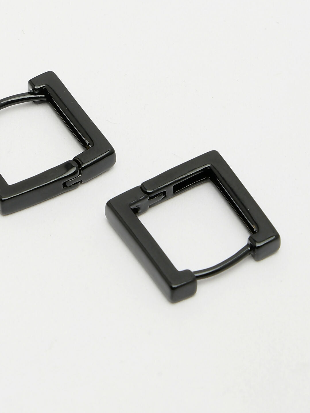 NVR Men's Black Rhodium-Plated Geometric Shape Stainless Steel Hoop Earrings - Distacart