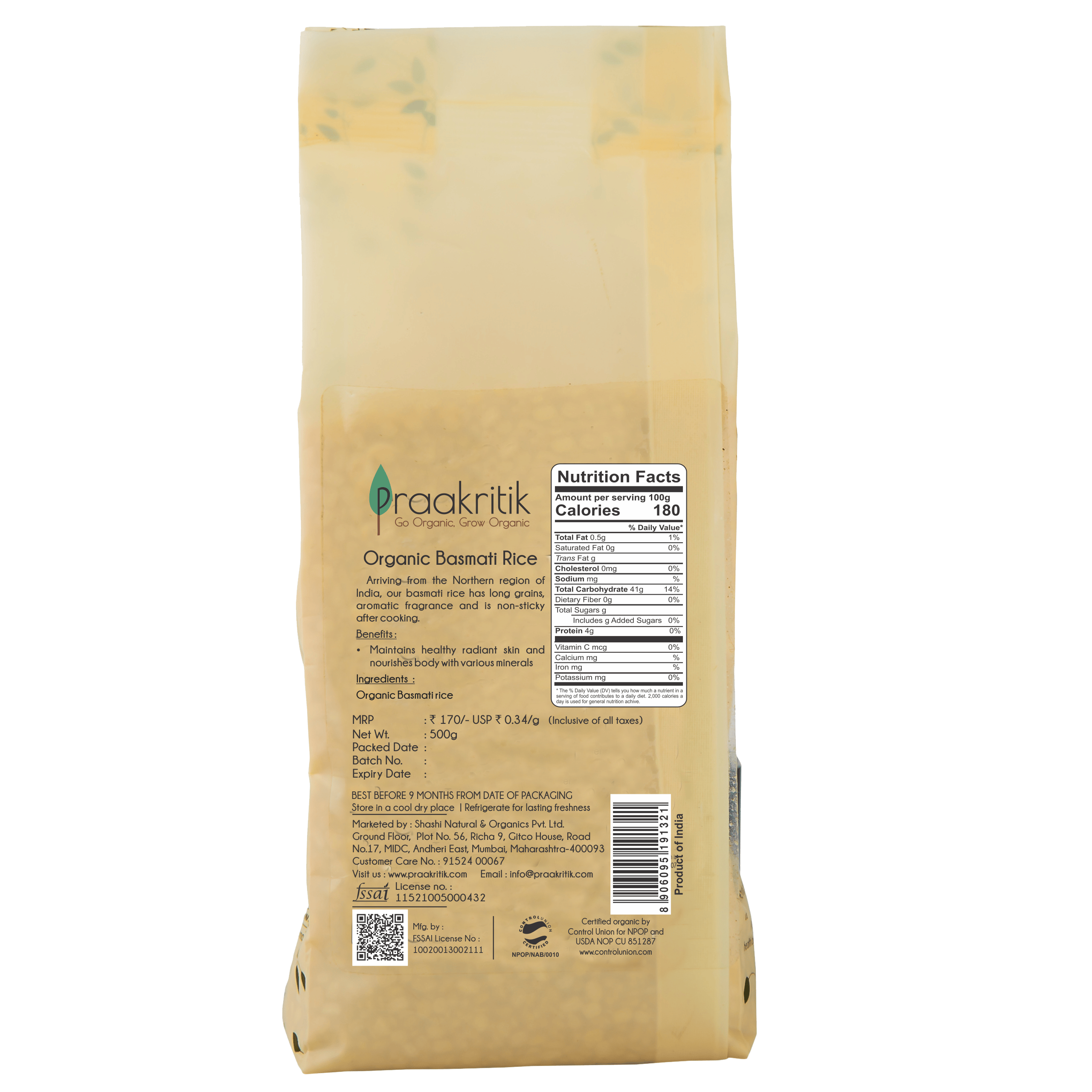 Praakritik Organic Basmati Rice - Distacart