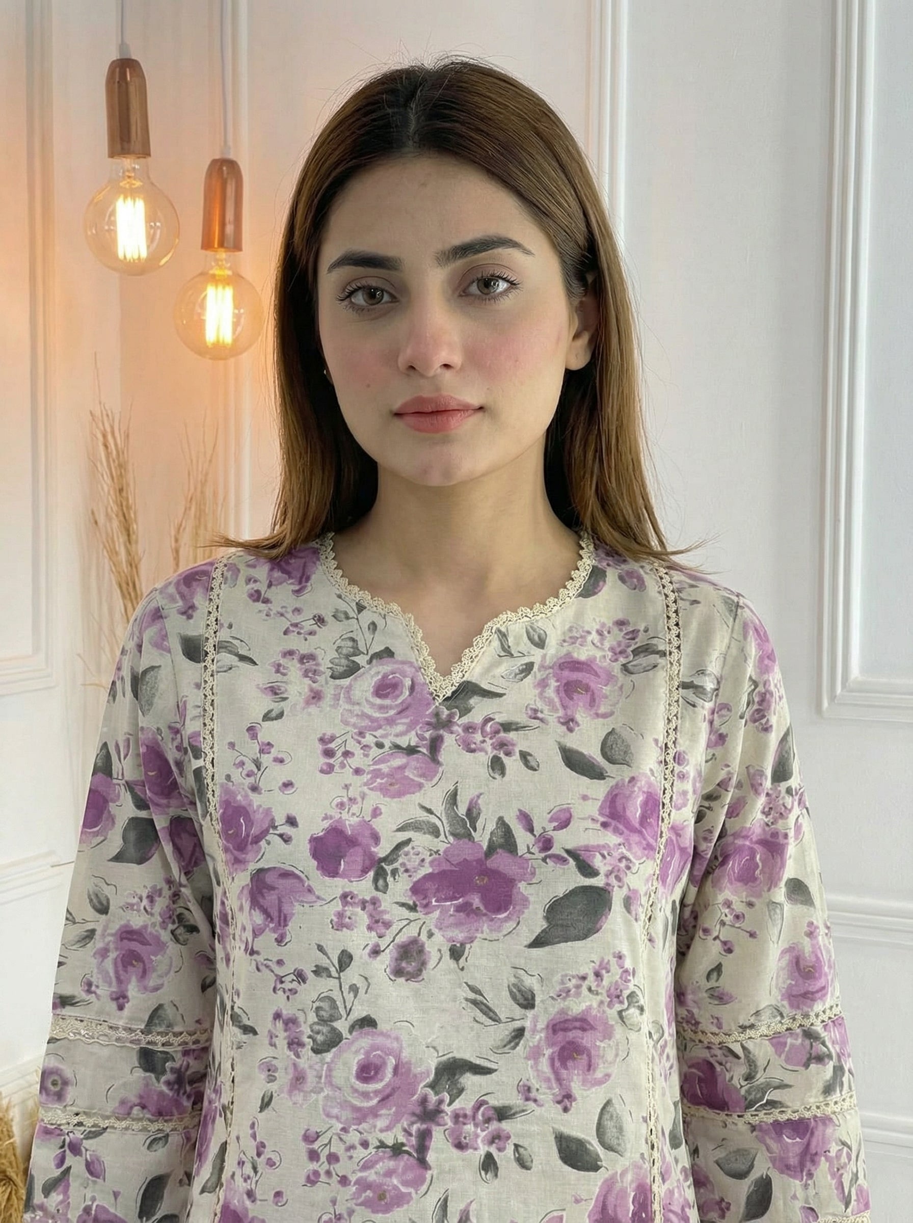 BulBul Hazel Purple Floral Printed Cotton Kurta Set