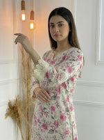 Thumbnail for BulBul Hazel Pink Floral Printed Cotton Kurta Set