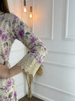 Thumbnail for BulBul Hazel Purple Floral Printed Cotton Kurta Set