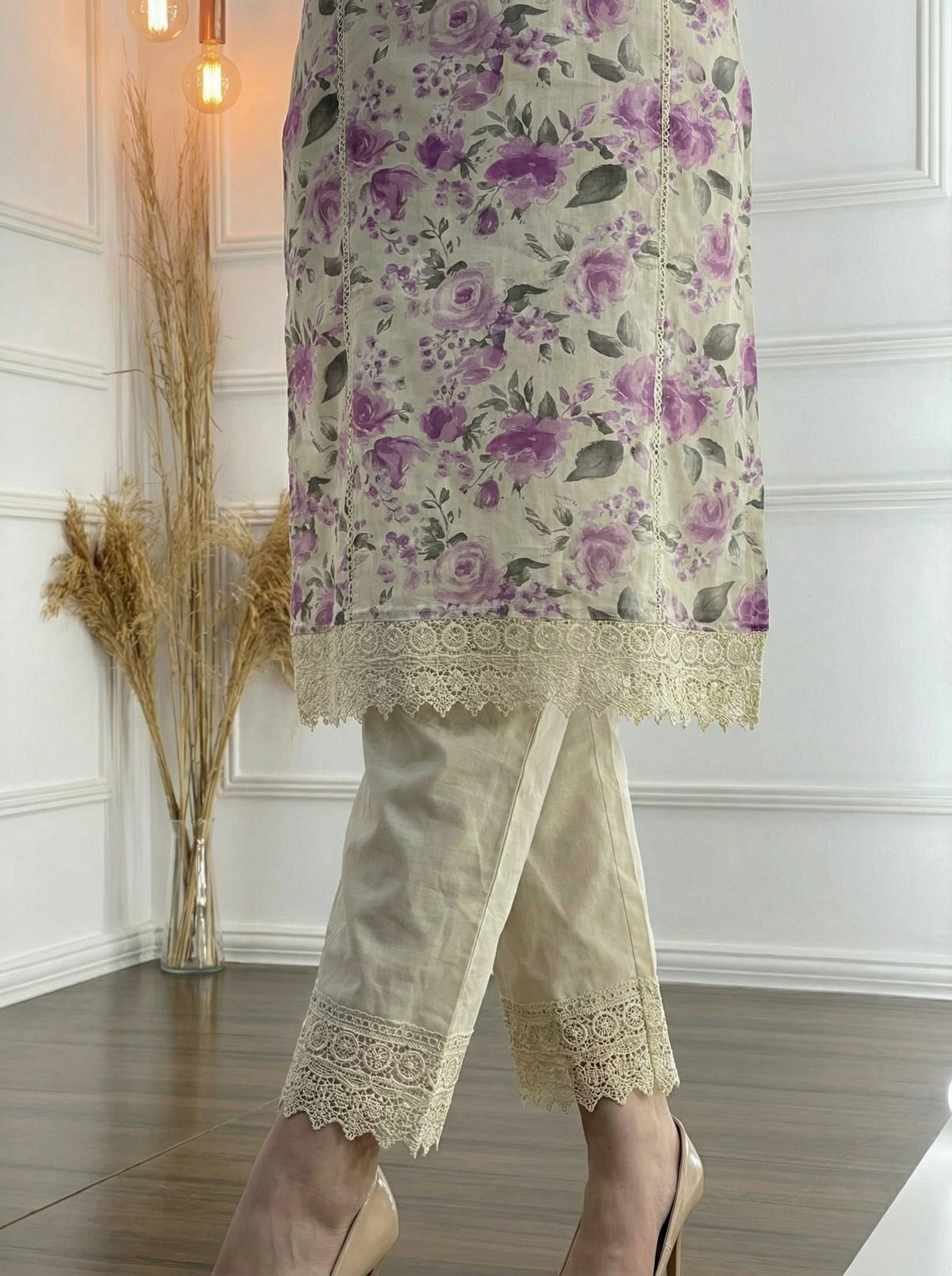 BulBul Hazel Purple Floral Printed Cotton Kurta Set