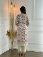 Thumbnail for BulBul Hazel Pink Floral Printed Cotton Kurta Set