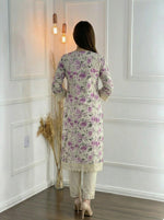 Thumbnail for BulBul Hazel Purple Floral Printed Cotton Kurta Set