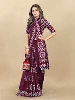 Thumbnail for Vedant Vastram Designer Digital Print Batik Saree - Purple - Distacart