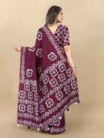 Thumbnail for Vedant Vastram Designer Digital Print Batik Saree - Purple - Distacart
