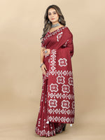 Thumbnail for Vedant Vastram Designer Digital Print Batik Saree - Maroon - Distacart