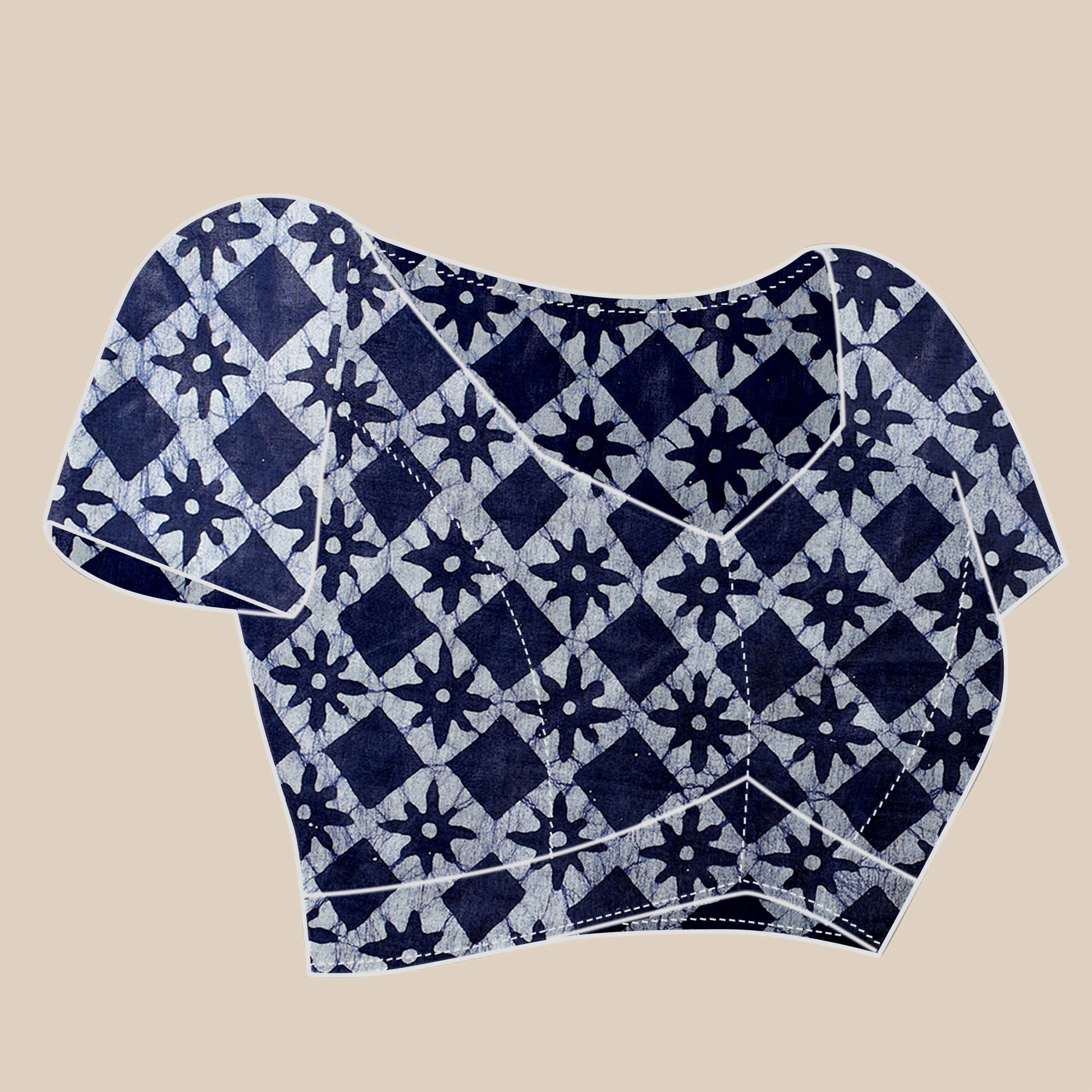 Vedant Vastram Designer Digital Print Batik Saree - Navy Blue - Distacart