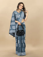 Thumbnail for Vedant Vastram Designer Digital Print Batik Saree - Grey - Distacart