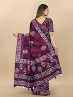 Thumbnail for Vedant Vastram Designer Digital Print Batik Saree - Wine - Distacart