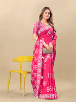 Thumbnail for Vedant Vastram Designer Digital Print Batik Saree - Pink - Distacart
