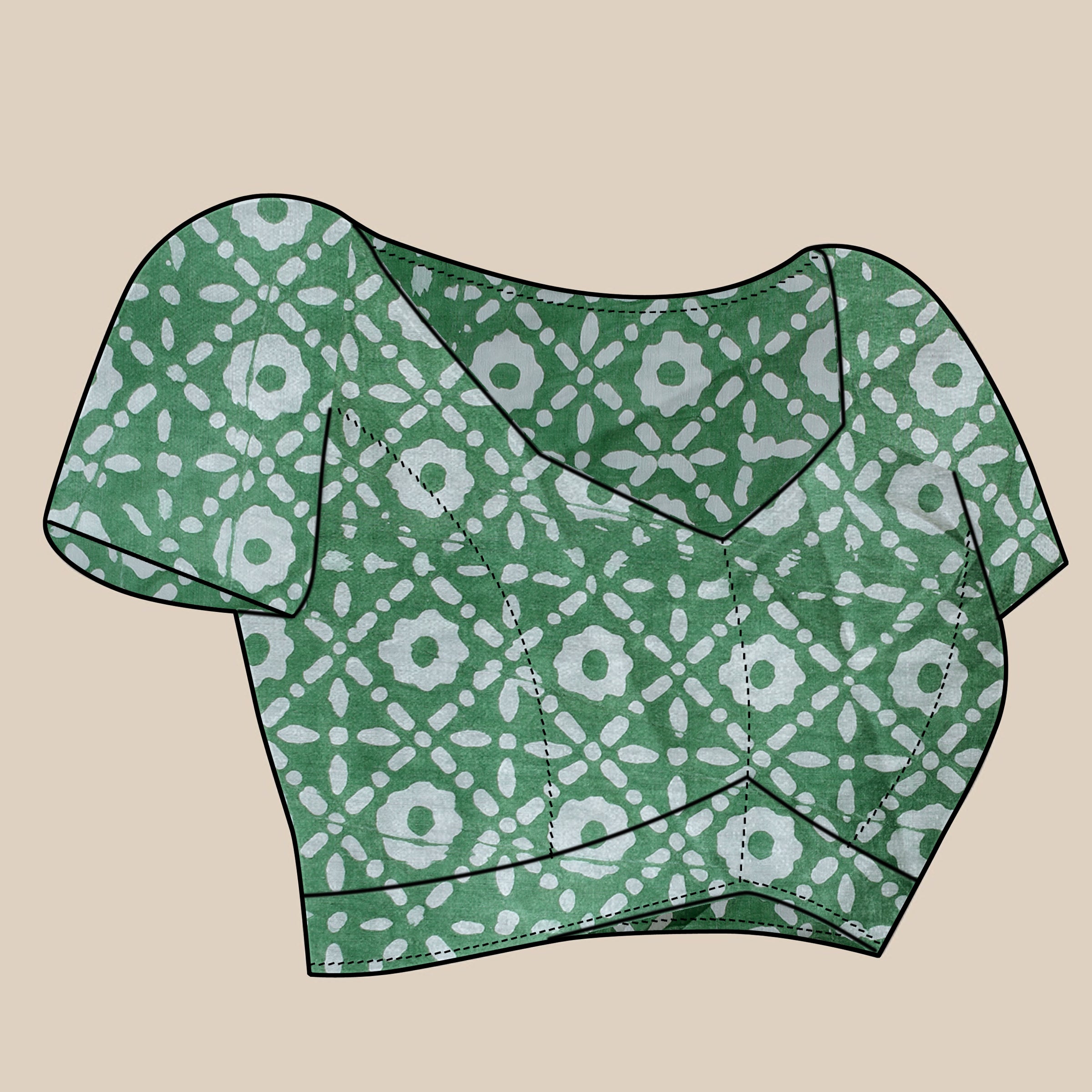 Vedant Vastram Designer Digital Print Batik Saree - Green - Distacart