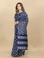 Thumbnail for Vedant Vastram Designer Digital Print Batik Saree - Navy Blue - Distacart