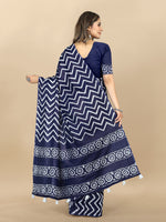 Thumbnail for Vedant Vastram Designer Digital Print Batik Saree - Navy Blue - Distacart