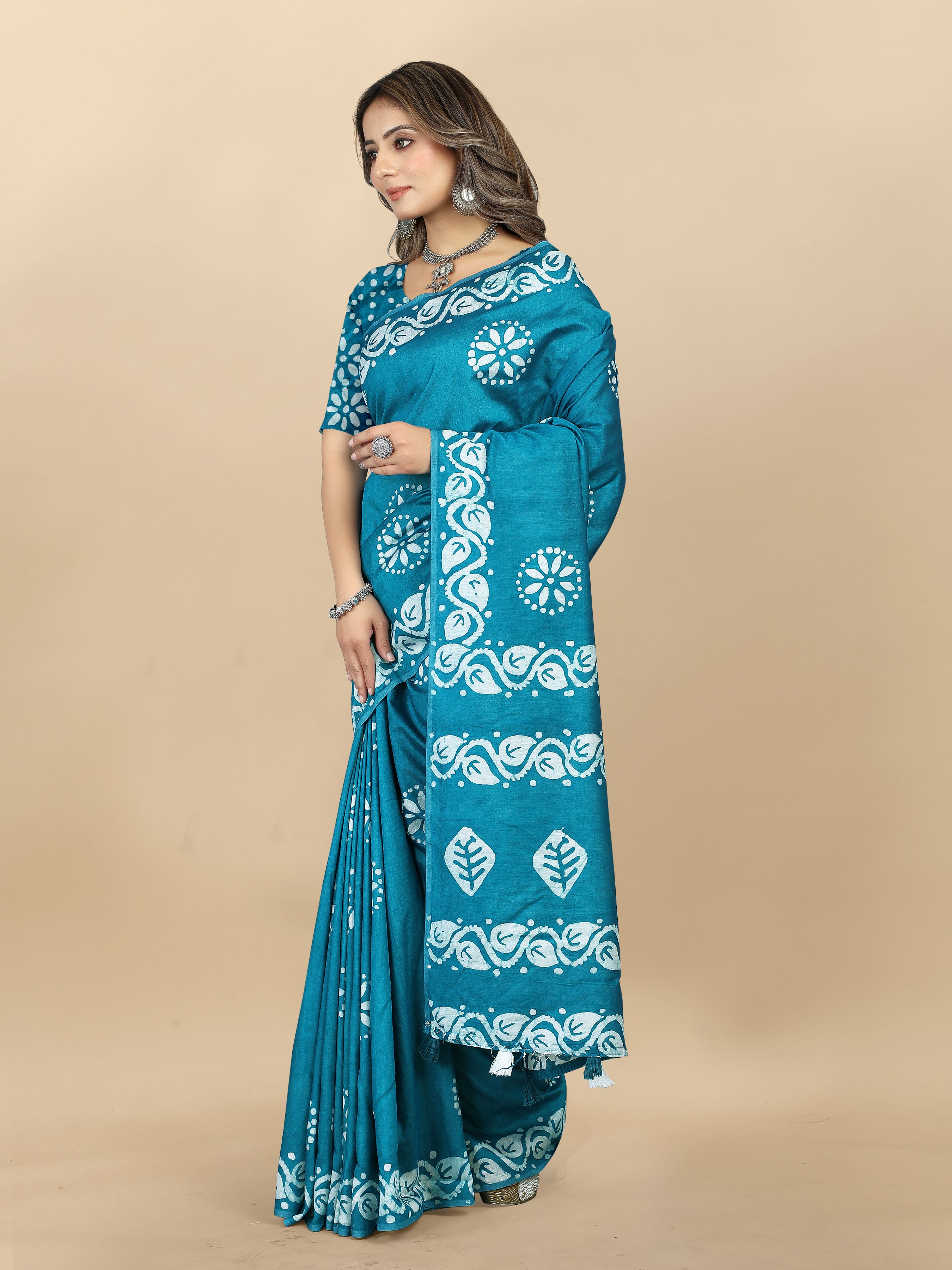 Vedant Vastram Designer Digital Print Batik Saree - Rama - Distacart