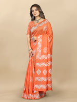 Thumbnail for Vedant Vastram Designer Digital Print Batik Saree - Orange - Distacart