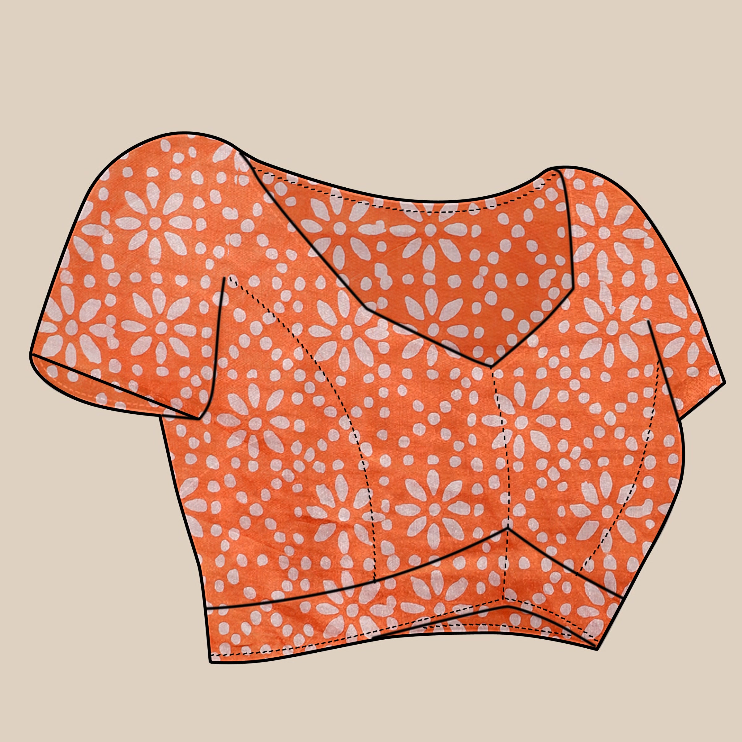 Vedant Vastram Designer Digital Print Batik Saree - Orange - Distacart