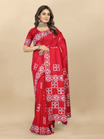 Thumbnail for Vedant Vastram Designer Digital Print Batik Saree - Red - Distacart