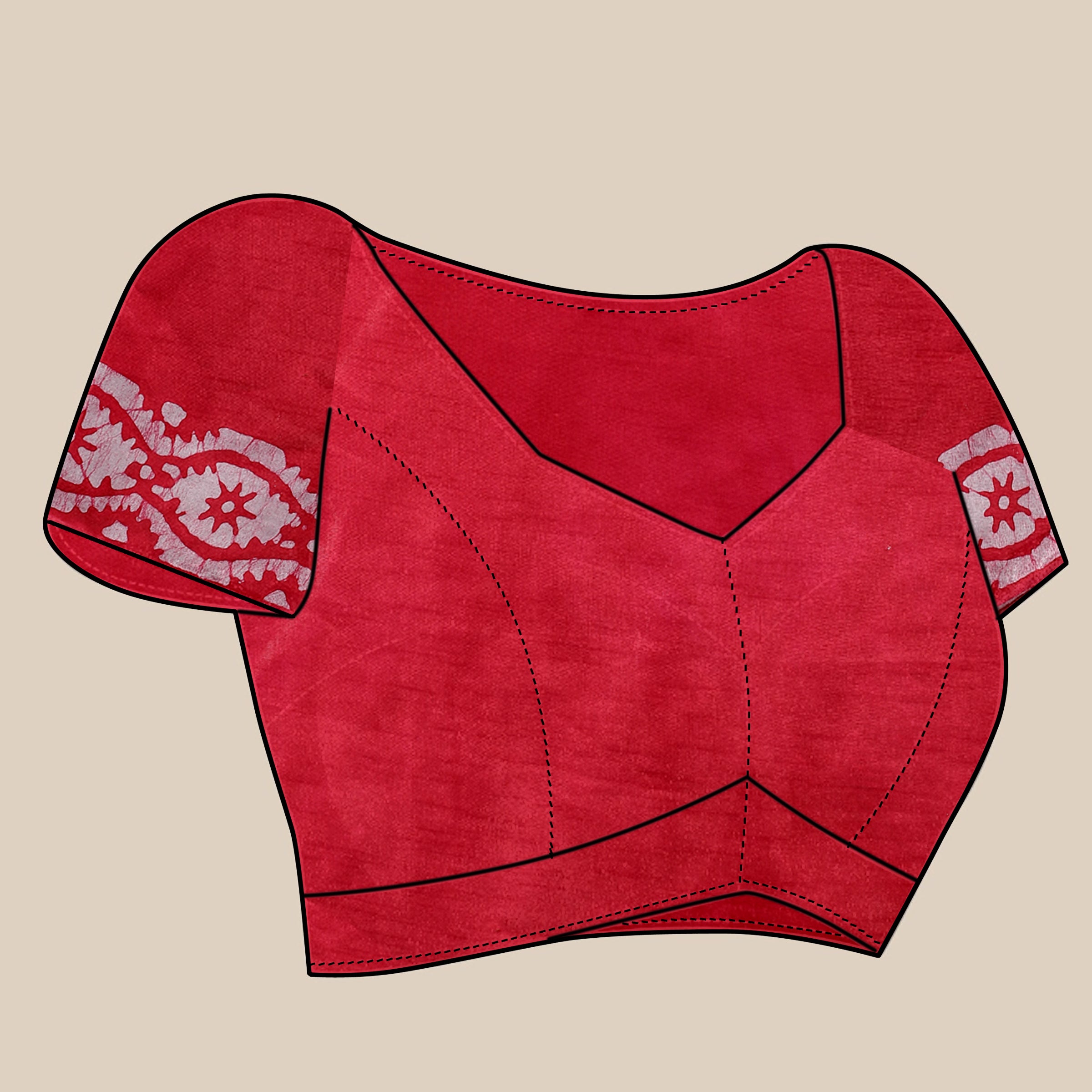 Vedant Vastram Designer Digital Print Batik Saree - Red - Distacart