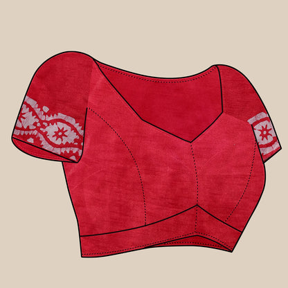 Vedant Vastram Designer Digital Print Batik Saree - Red - Distacart