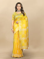 Thumbnail for Vedant Vastram Designer Digital Print Batik Saree - Yellow - Distacart