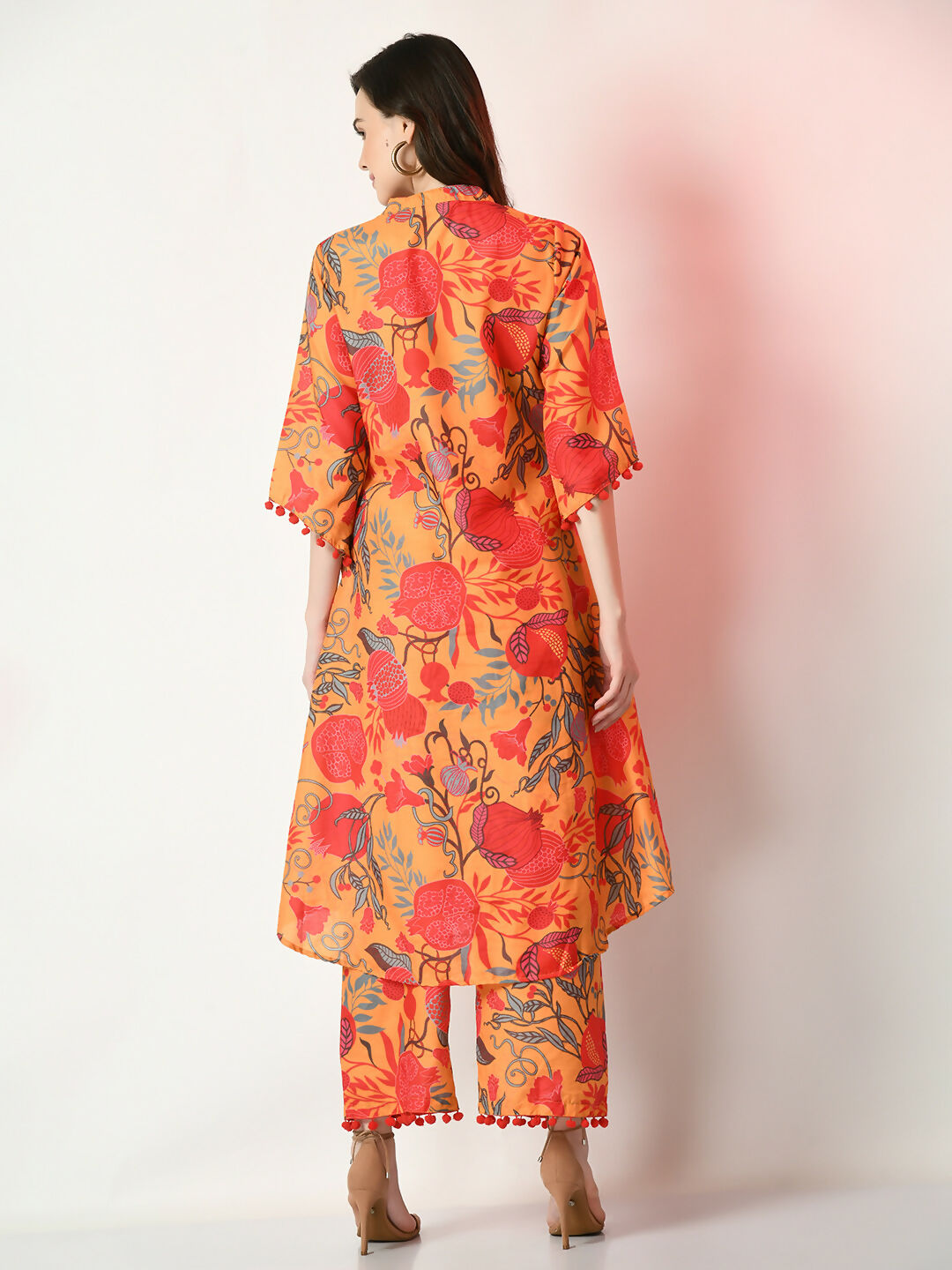 Myshka Women's Yellow Printed Kurta With Palazzos - Distacart