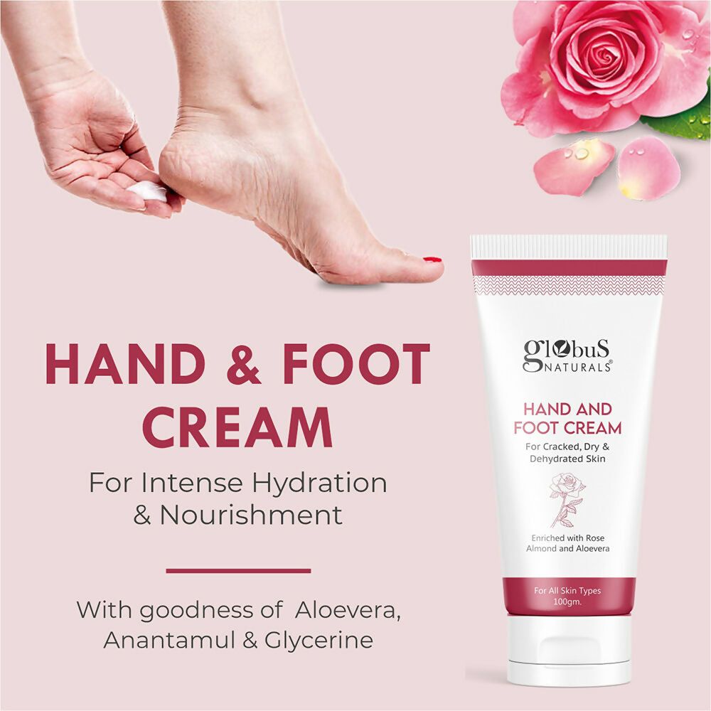 Globus Naturals Nourishing Hand & Foot Cream, Enriched with Rose & Anantmool - Distacart