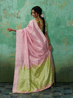 Thumbnail for Shree Shyam Fashion Pink Linen Cotton Saree - Dista