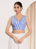 Thumbnail for Joban Fashion Blue Viscose Rayon Padded Blouse With V Neck Sleeveless