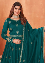 Thumbnail for Rama Green Festive Embroidered Art Silk Anarkali Suit - Emponline - Distacart