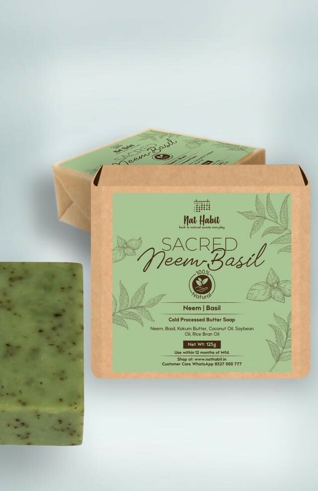 Nat Habit Cold Processed Sacred Neem-Basil Soap - Distacart