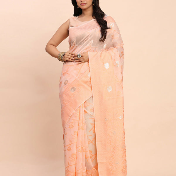 Astita Linen Cotton Peach Saree