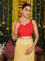 Thumbnail for Astita Linen Cotton Yellow Saree