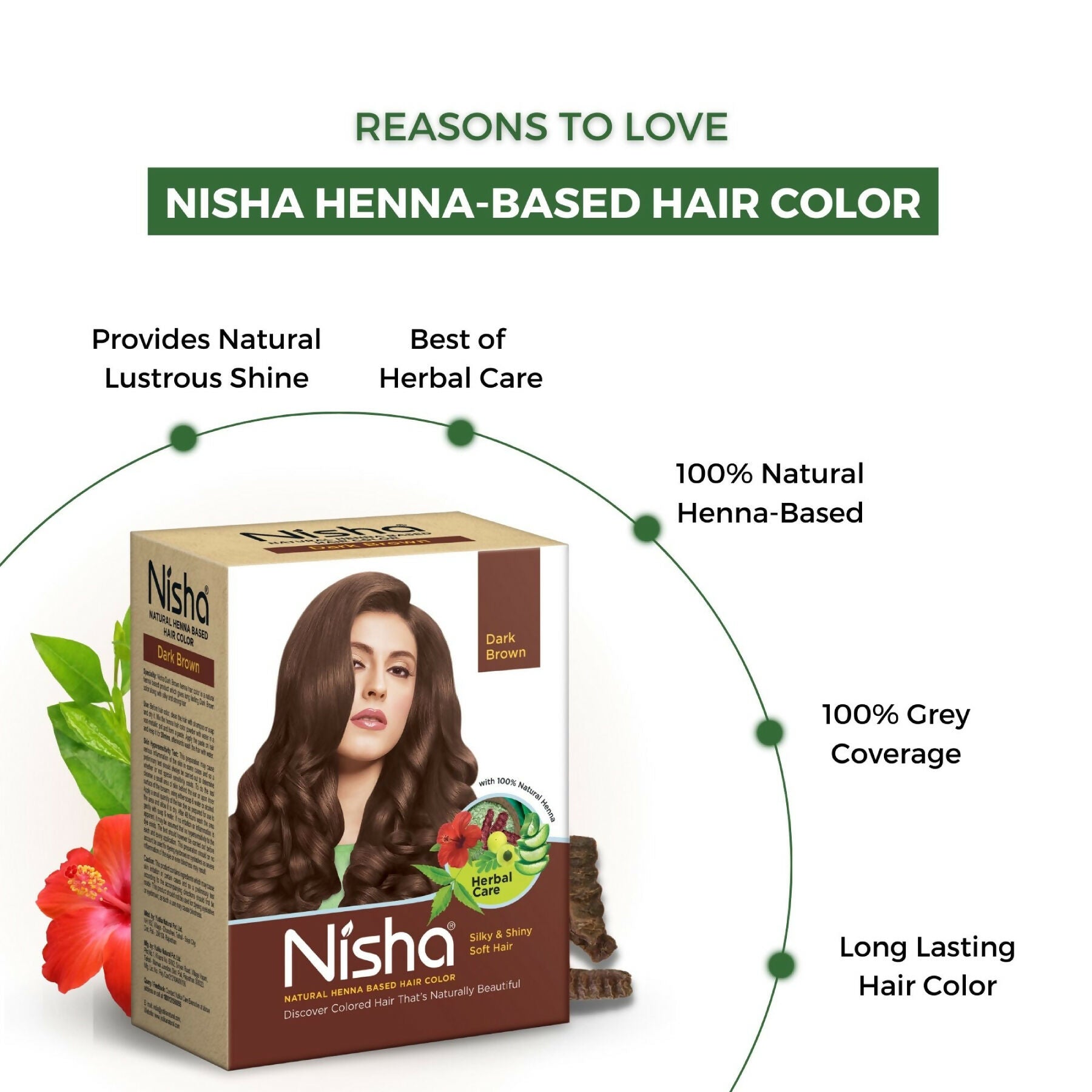 Nisha Henna Based Hair Colour for Women & Men Dark Brown - Distacart