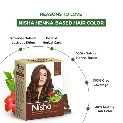Nisha Henna Based Hair Colour for Women & Men Dark Brown - Distacart