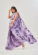 Thumbnail for Vastranavya Lavender Satin Silk Elegant Printed Saree with Unstitched Blouse - Distacart