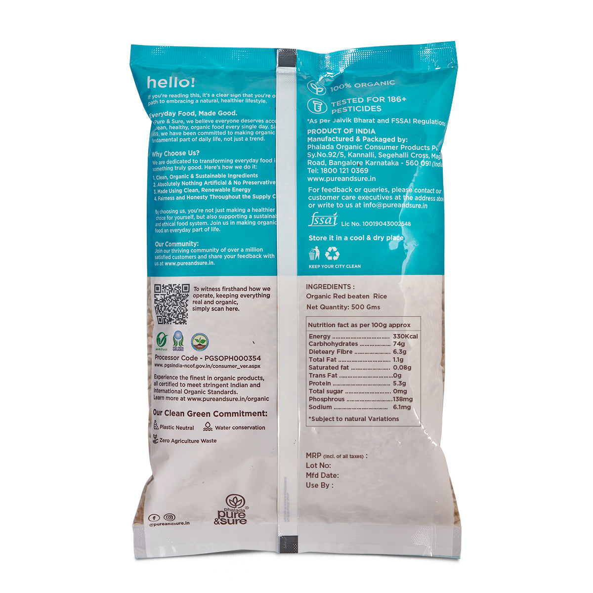 Pure & Sure Organic Red Beaten Rice / Poha - Distacart