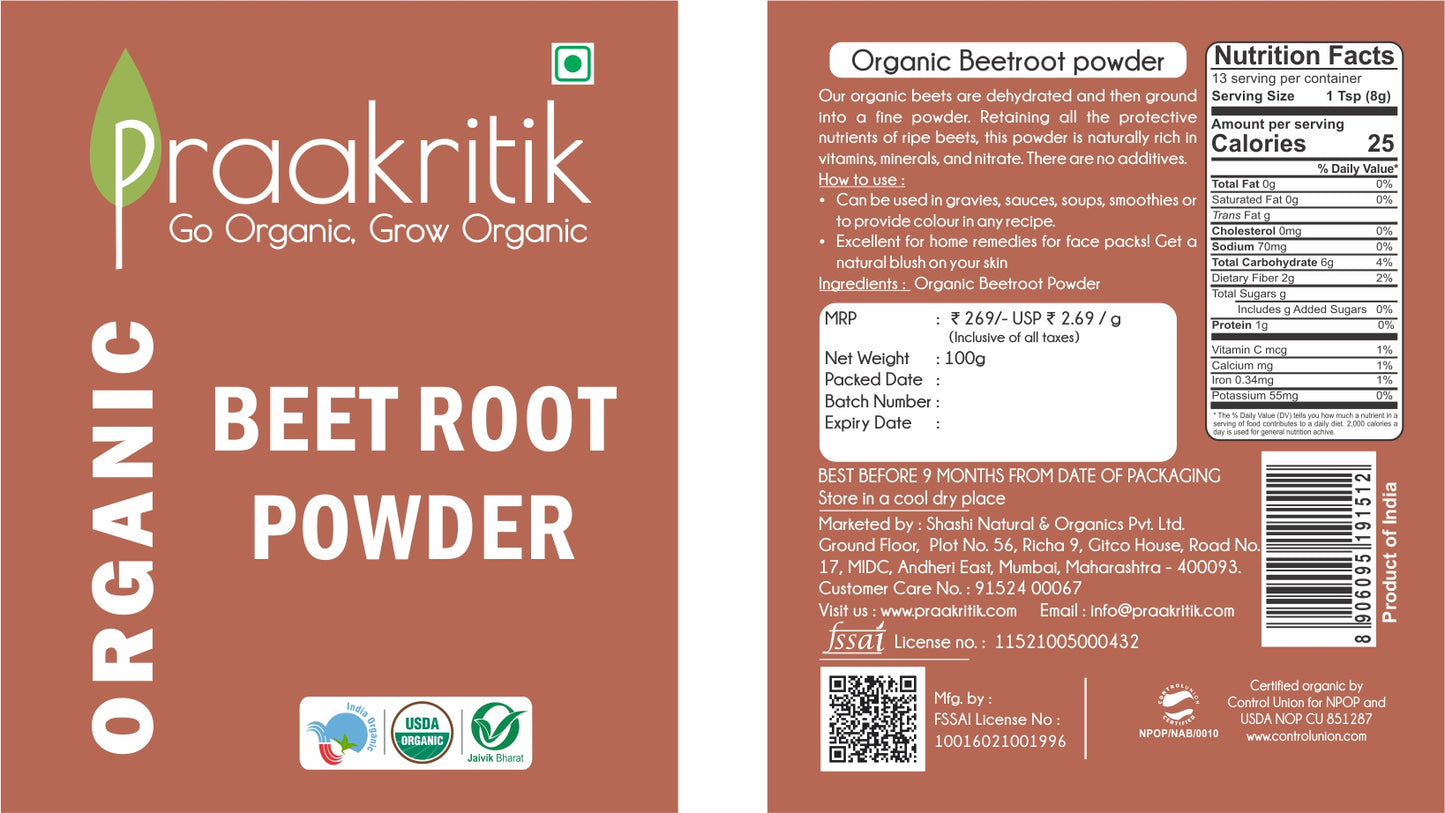 Praakritik Organic Beet Root Powder - Distacart